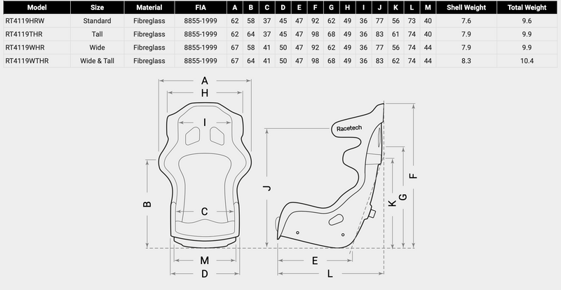 RT4119HRW Racing Seat